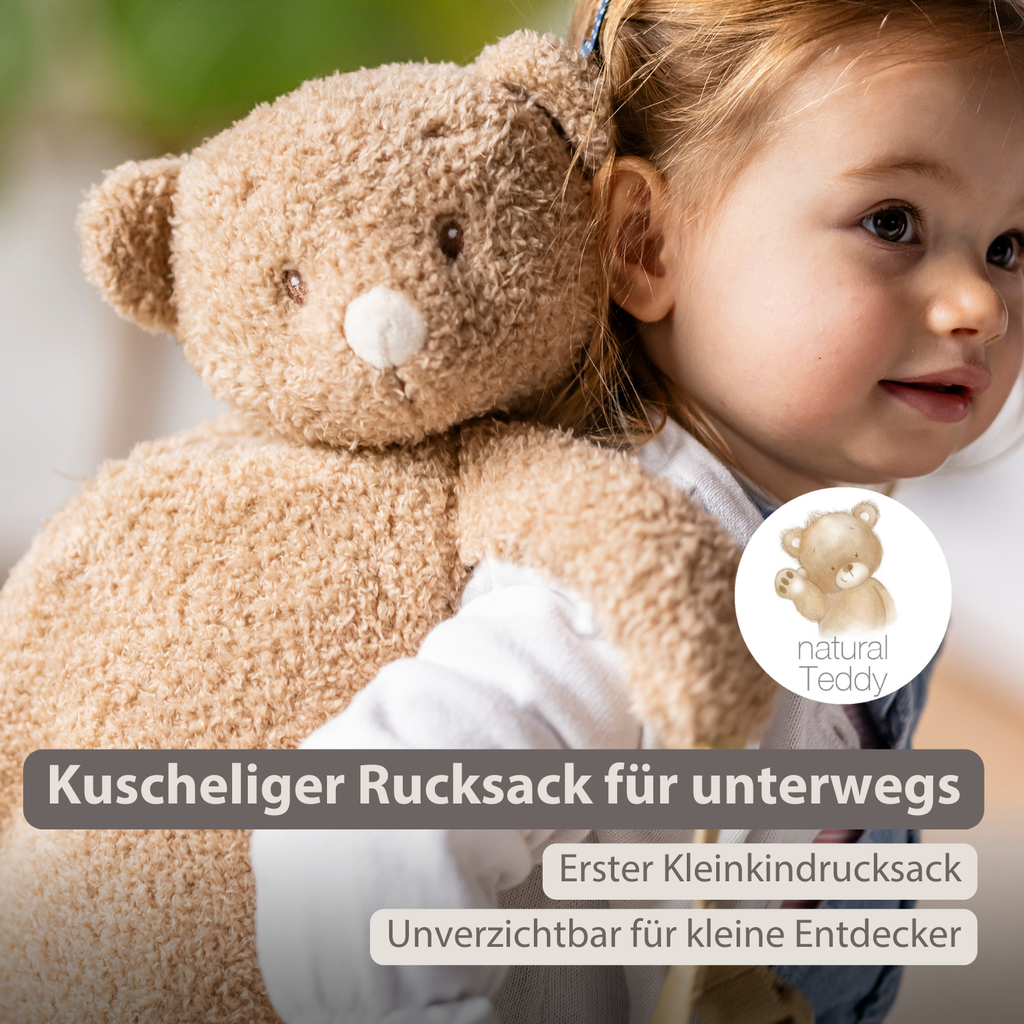 TEDDY Plush Backpack – 30 cm – Toddler School Bag – Soft Bear Backpack – Beige [DE]
