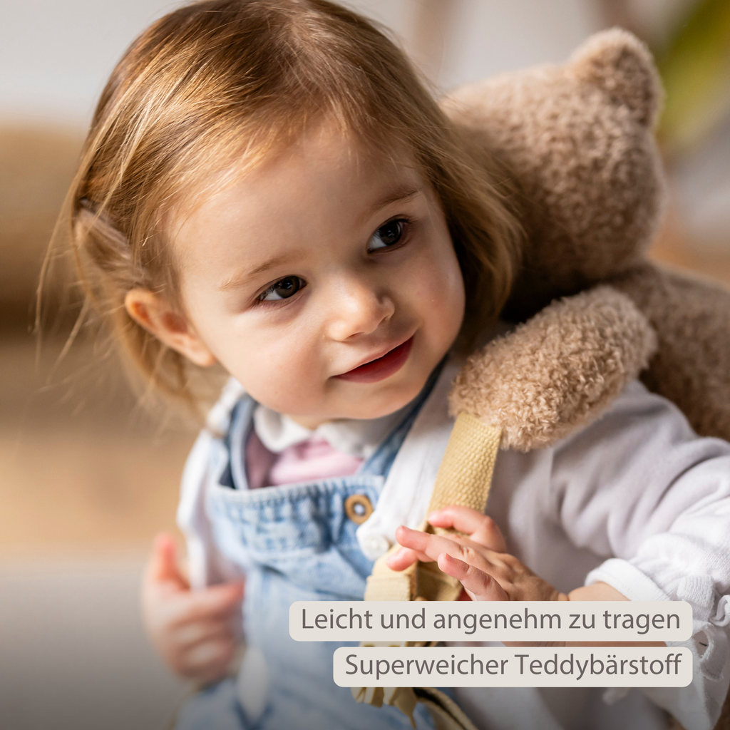 TEDDY Plush Backpack – 30 cm – Toddler School Bag – Soft Bear Backpack – Beige [DE]