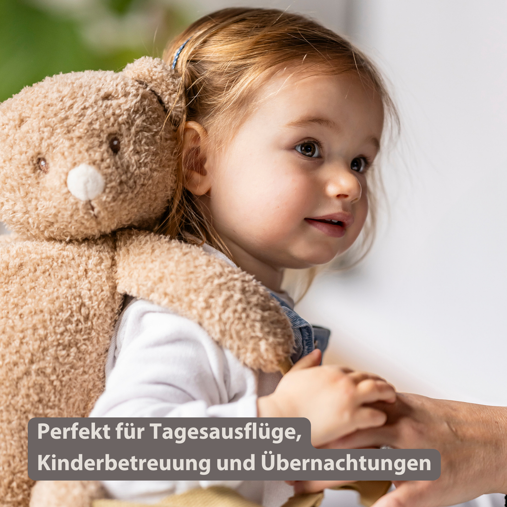 TEDDY Plush Backpack – 30 cm – Toddler School Bag – Soft Bear Backpack – Beige [DE]