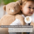 TEDDY Plush Backpack – 30 cm – Toddler School Bag – Soft Bear Backpack – Beige [FR]