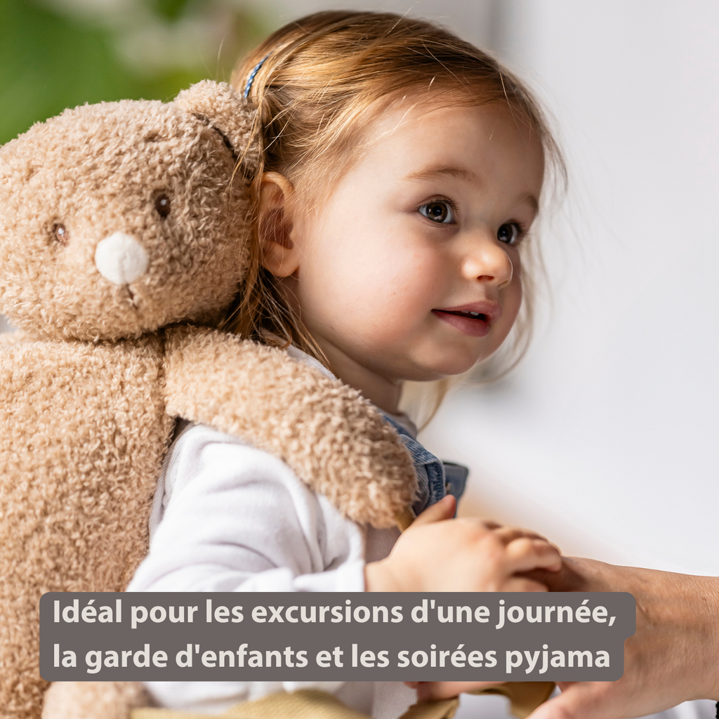 TEDDY Plush Backpack – 30 cm – Toddler School Bag – Soft Bear Backpack – Beige [FR]