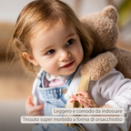 TEDDY Plush Backpack – 30 cm – Toddler School Bag – Soft Bear Backpack – Beige [IT]