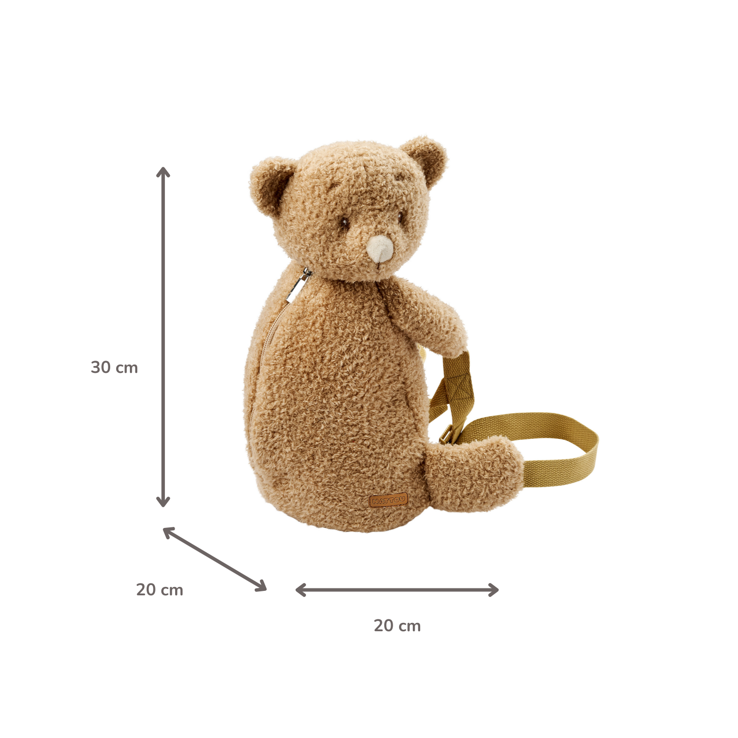 TEDDY Plush Backpack – 30 cm – Toddler School Bag – Soft Bear Backpack – Beige [IT]