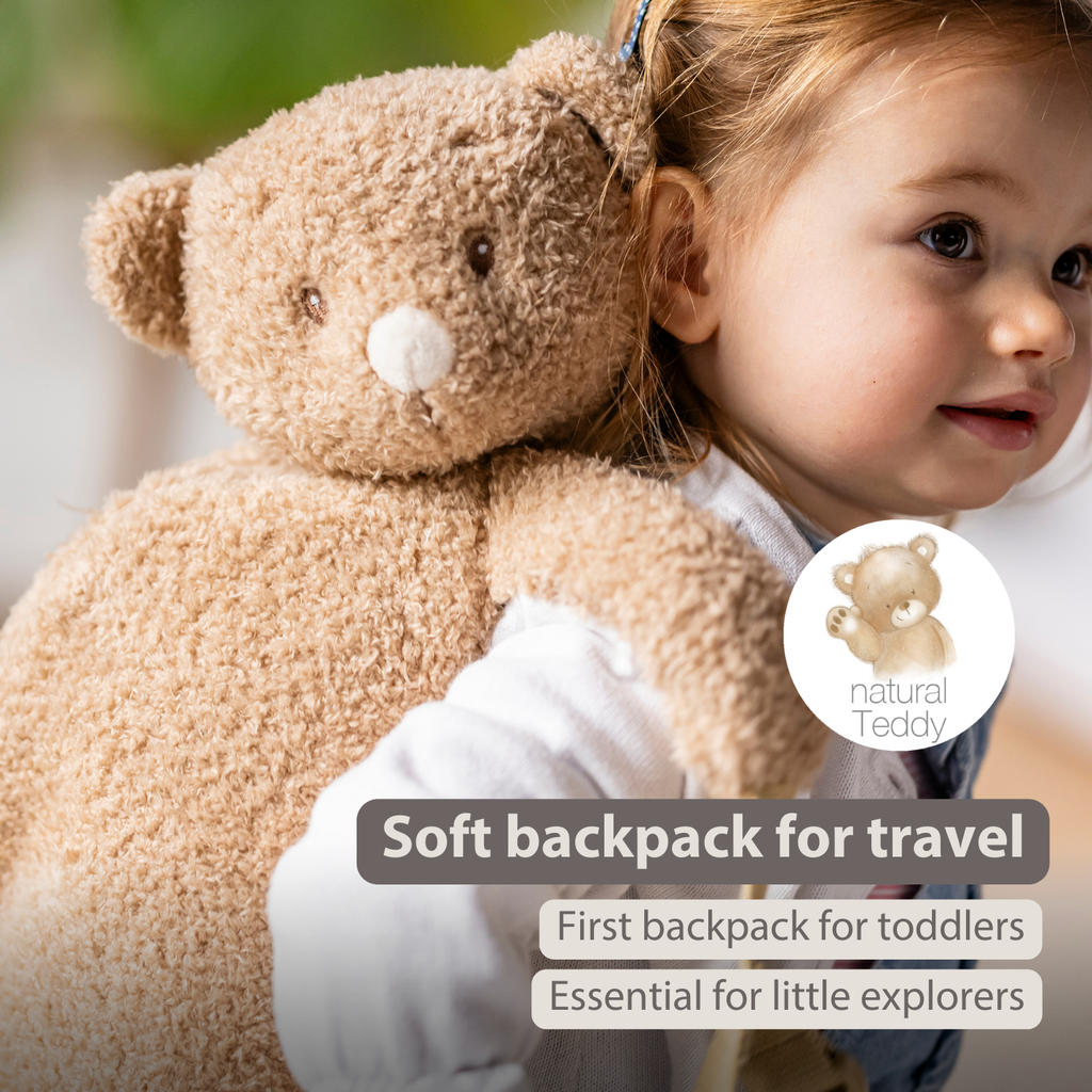 TEDDY Plush Backpack – 30 cm – Toddler School Bag – Soft Bear Backpack – Beige [EN]