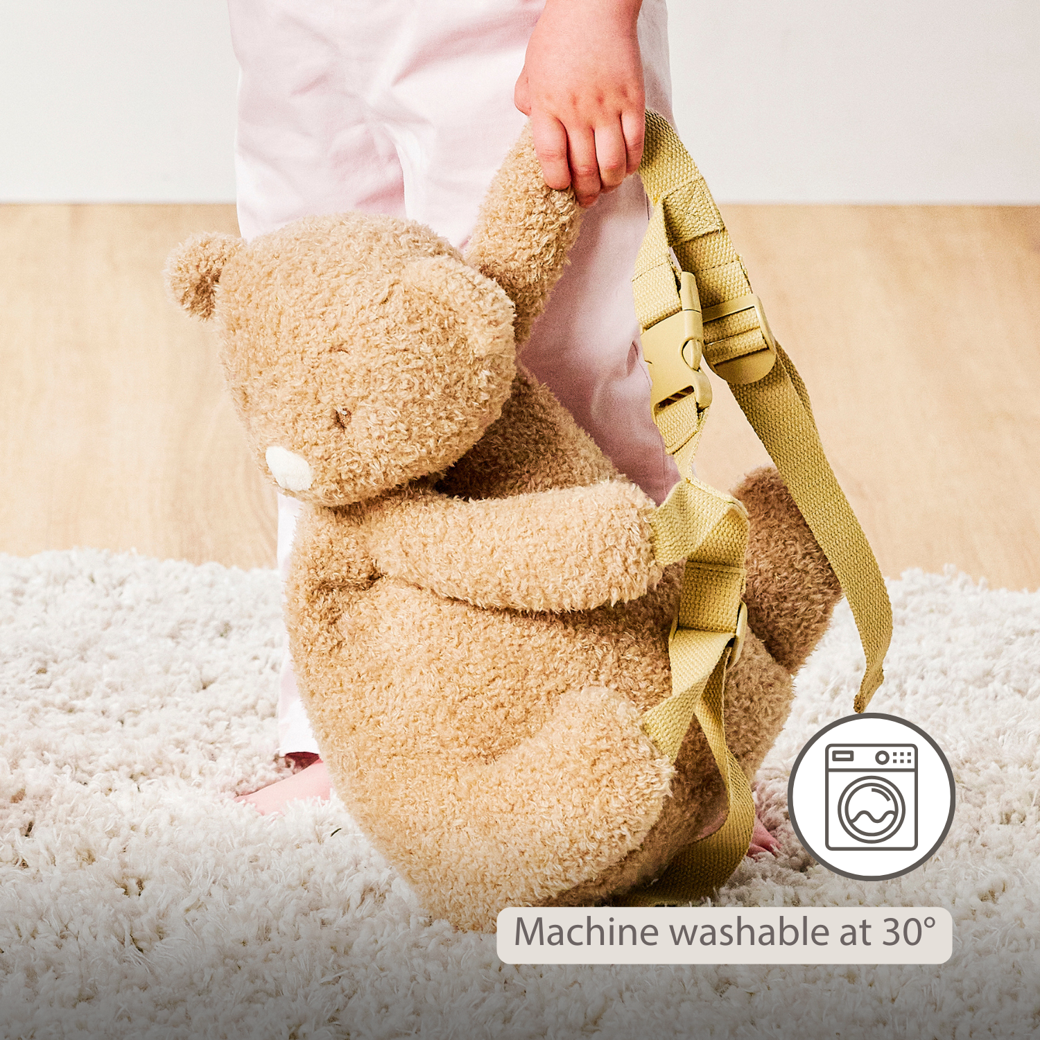 TEDDY Plush Backpack – 30 cm – Toddler School Bag – Soft Bear Backpack – Beige [EN]