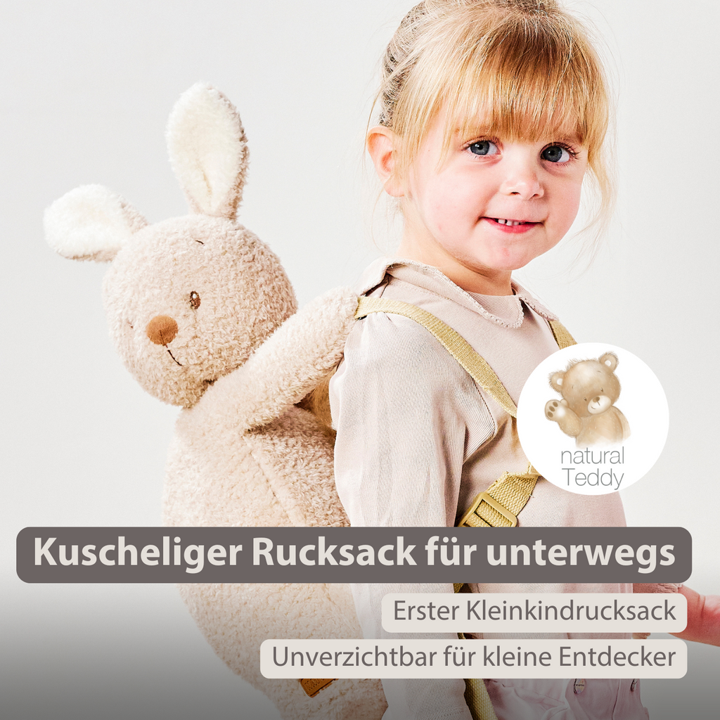 TEDDY Plush Backpack – 30 cm – Toddler School Bag – Soft Bunny Backpack – Ecru [DE]