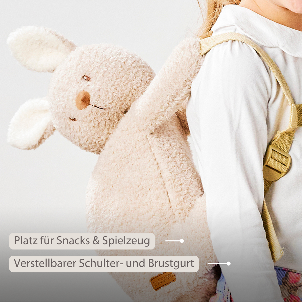 TEDDY Plush Backpack – 30 cm – Toddler School Bag – Soft Bunny Backpack – Ecru [DE]