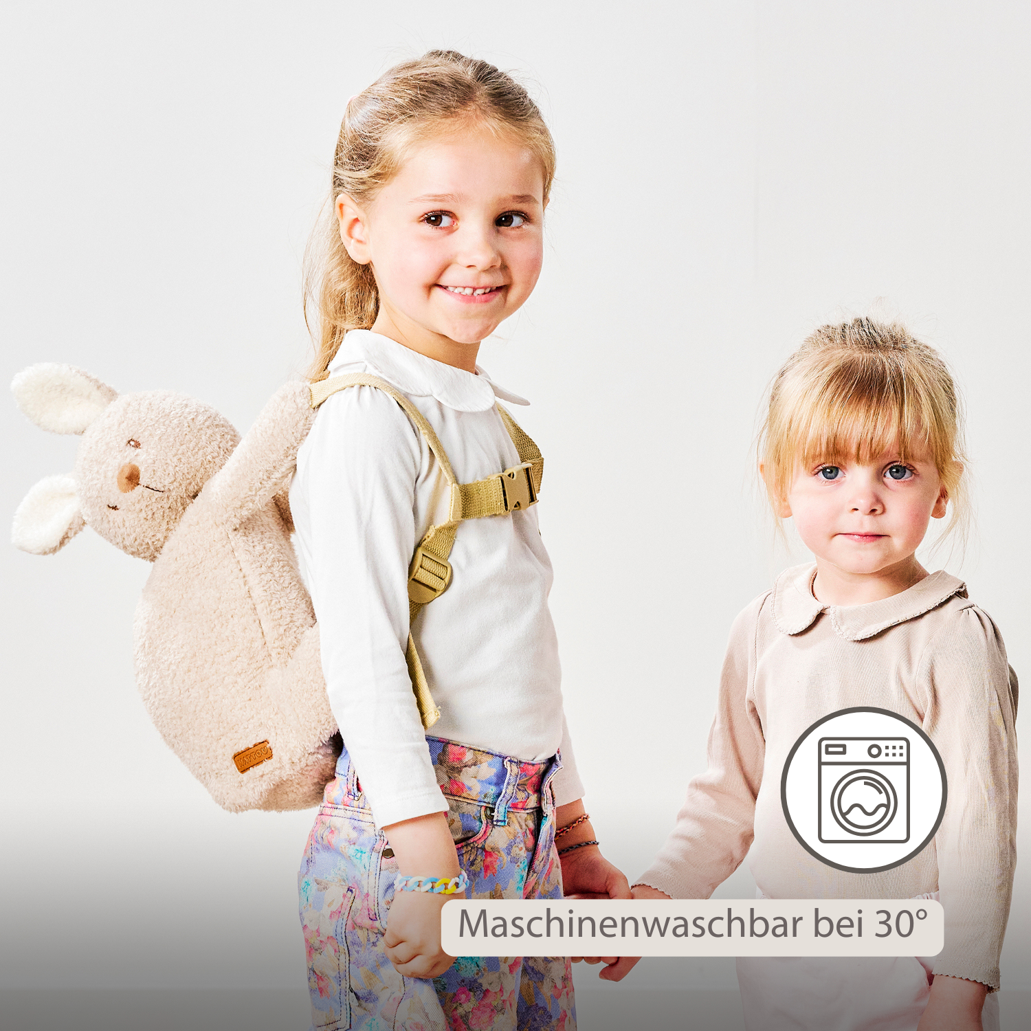 TEDDY Plush Backpack – 30 cm – Toddler School Bag – Soft Bunny Backpack – Ecru [DE]