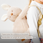 TEDDY Plush Backpack – 30 cm – Toddler School Bag – Soft Bunny Backpack – Ecru [FR]