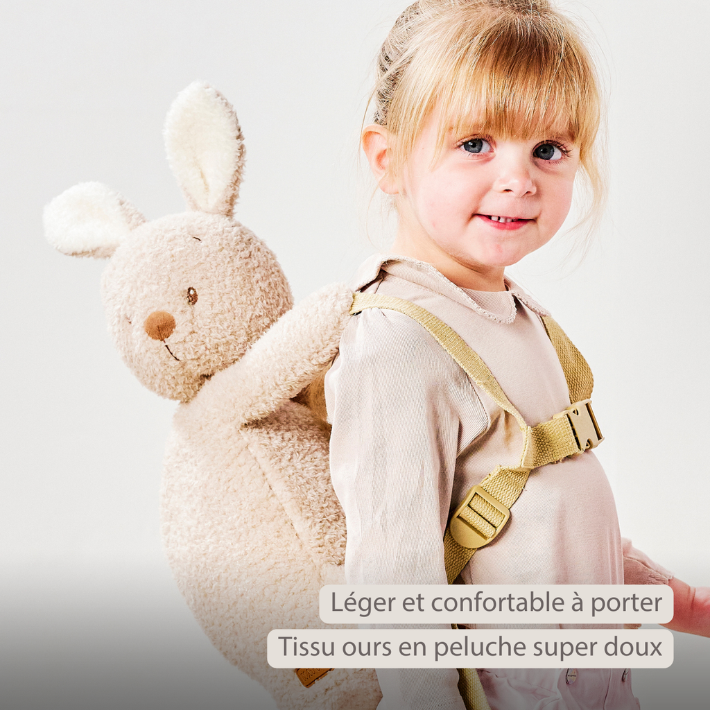 TEDDY Plush Backpack – 30 cm – Toddler School Bag – Soft Bunny Backpack – Ecru [FR]