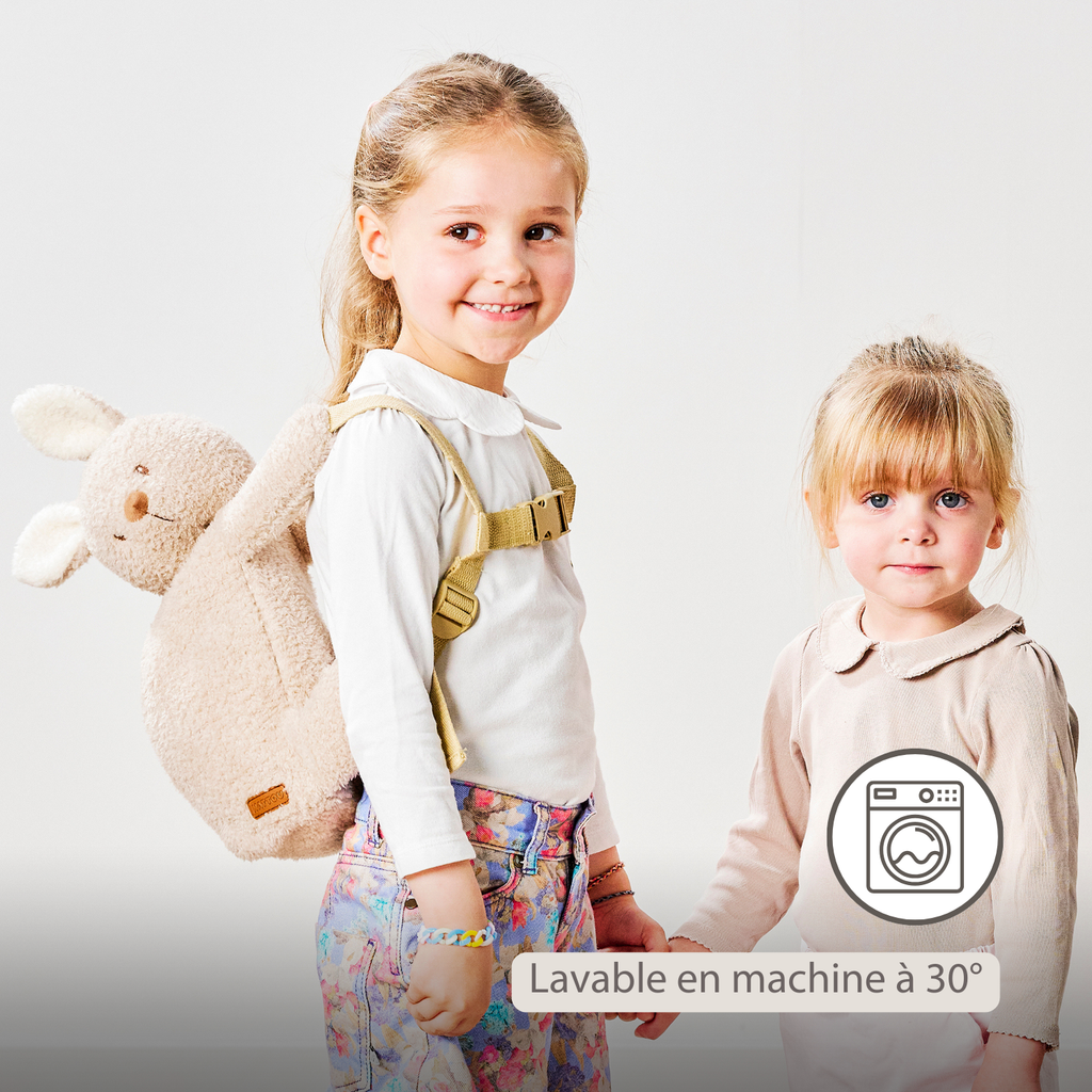 TEDDY Plush Backpack – 30 cm – Toddler School Bag – Soft Bunny Backpack – Ecru [FR]