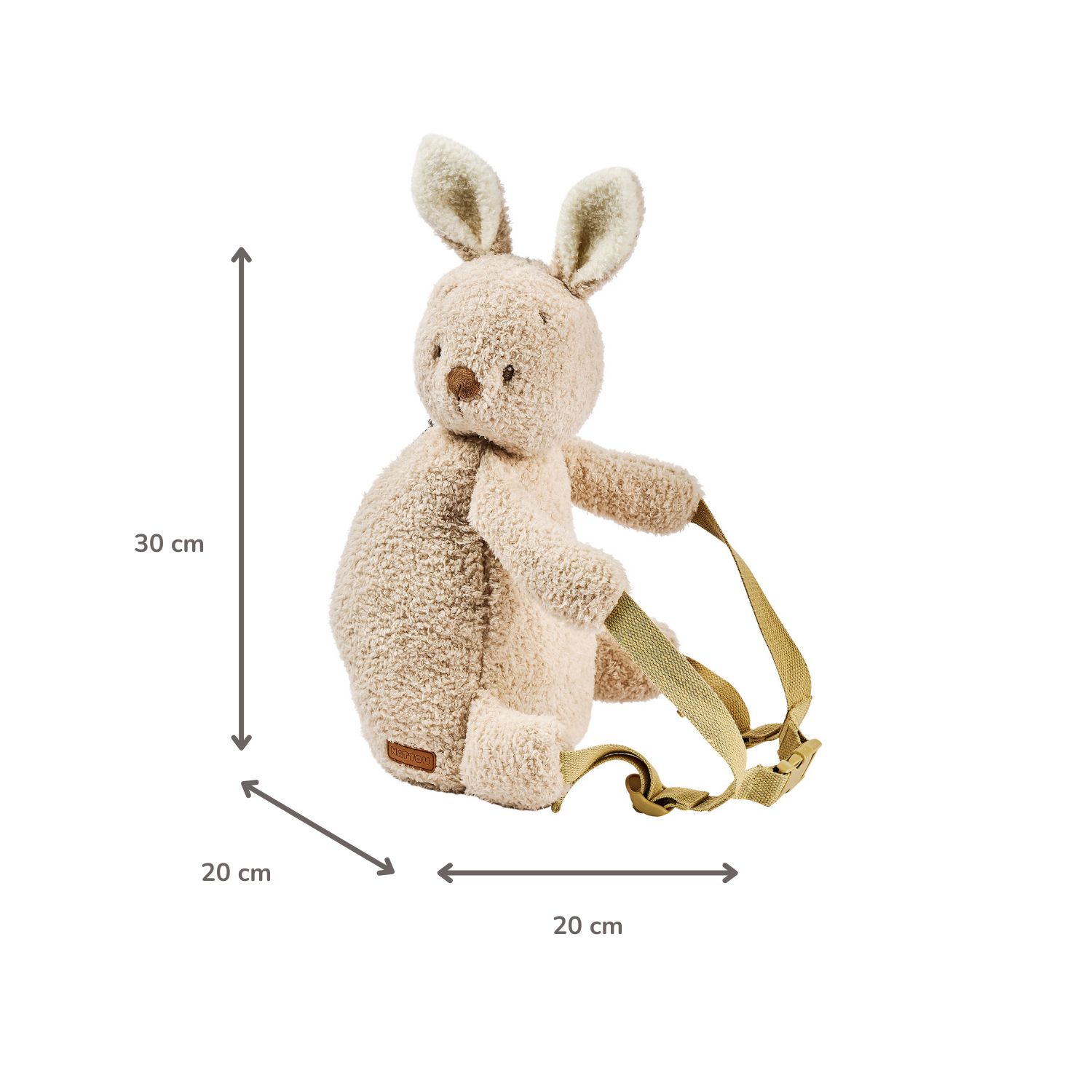 TEDDY Plush Backpack – 30 cm – Toddler School Bag – Soft Bunny Backpack – Ecru [FR]