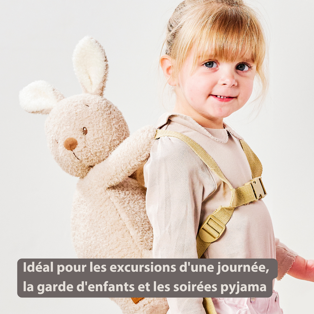 TEDDY Plush Backpack – 30 cm – Toddler School Bag – Soft Bunny Backpack – Ecru [FR]