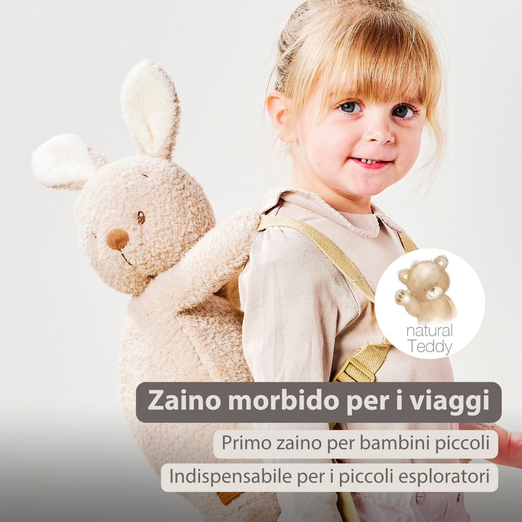 TEDDY Plush Backpack – 30 cm – Toddler School Bag – Soft Bunny Backpack – Ecru [IT]