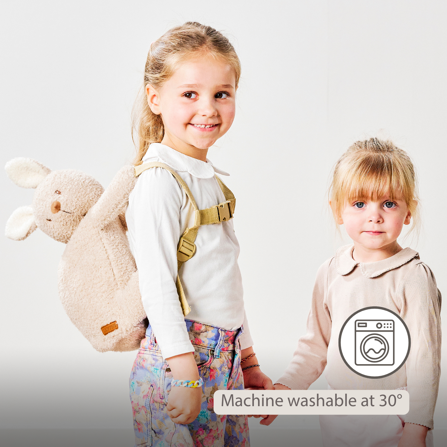 TEDDY Plush Backpack – 30 cm – Toddler School Bag – Soft Bunny Backpack – Ecru [EN]