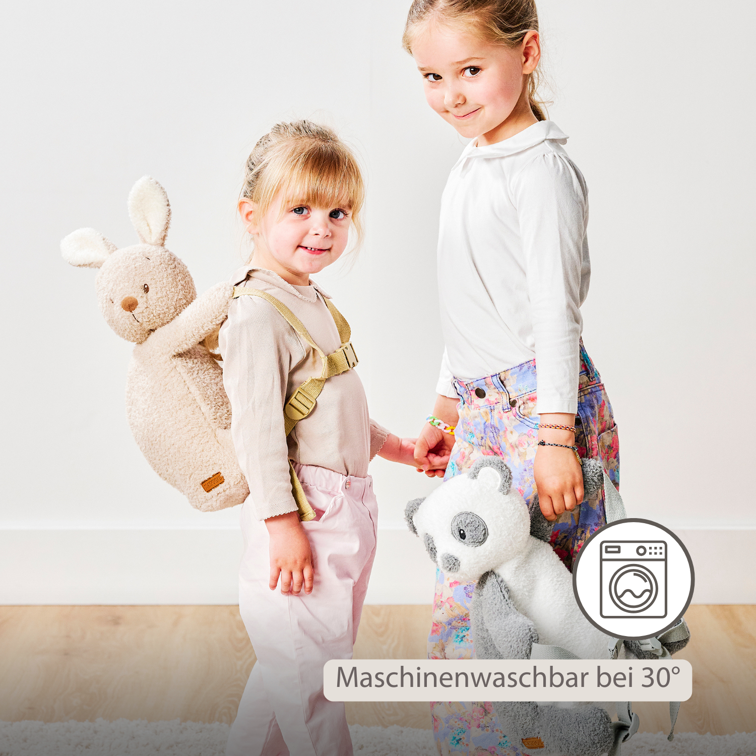 TEDDY Plush Backpack – 30 cm – Toddler School Bag – Soft Panda Backpack – Grey & White [DE]