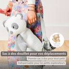 TEDDY Plush Backpack – 30 cm – Toddler School Bag – Soft Panda Backpack – Grey & White [FR]