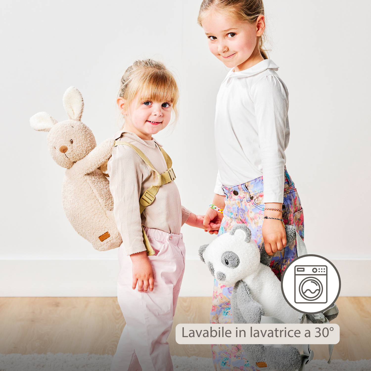TEDDY Plush Backpack – 30 cm – Toddler School Bag – Soft Panda Backpack – Grey & White [IT]