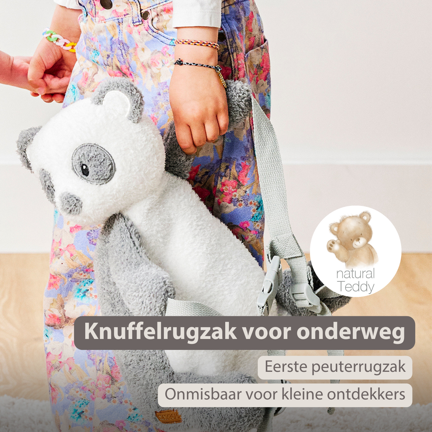 TEDDY Plush Backpack – 30 cm – Toddler School Bag – Soft Panda Backpack – Grey & White [NL]