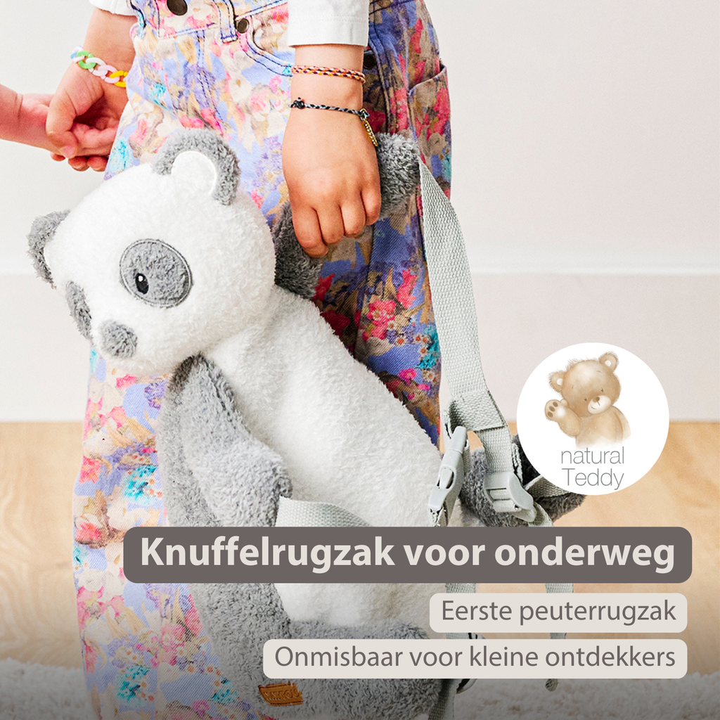 TEDDY Plush Backpack – 30 cm – Toddler School Bag – Soft Panda Backpack – Grey & White [NL]