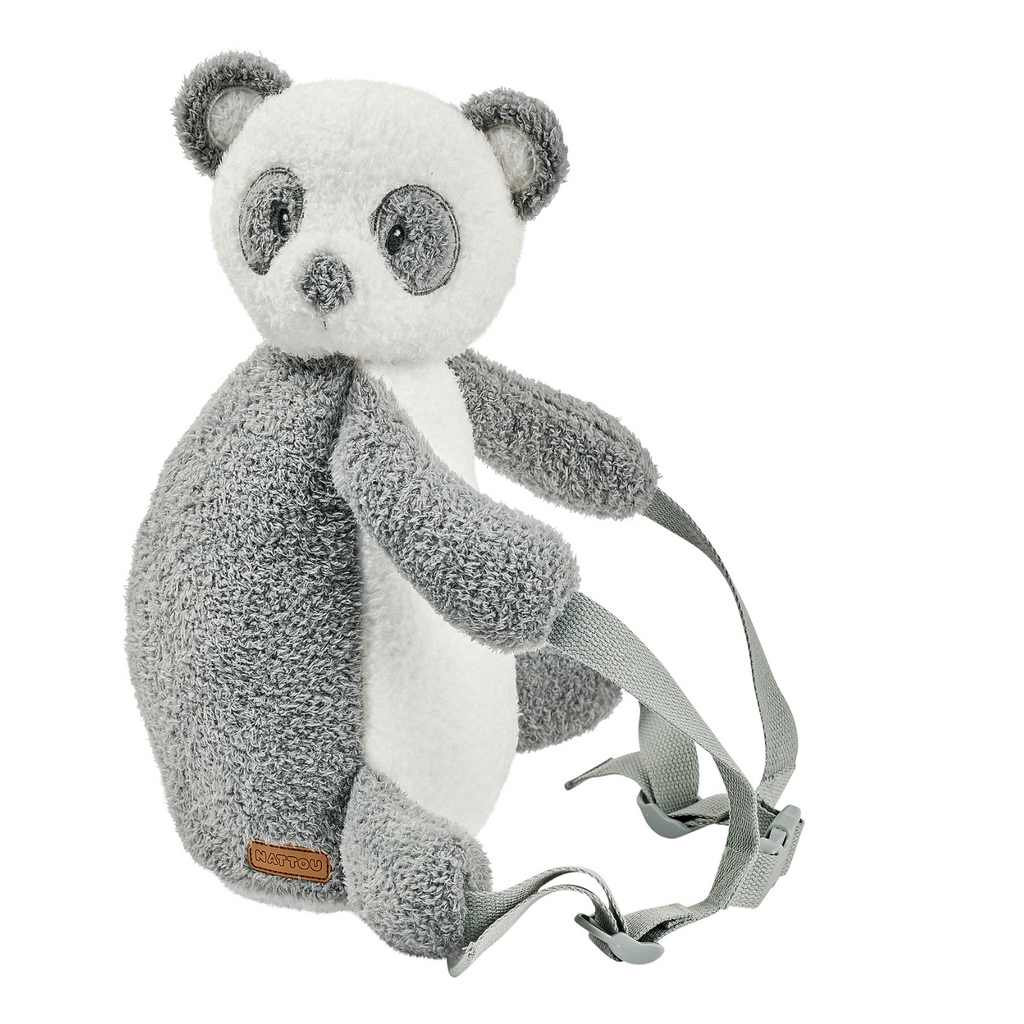 TEDDY Plush Backpack – 30 cm – Toddler School Bag – Soft Panda Backpack – Grey & White [EN]