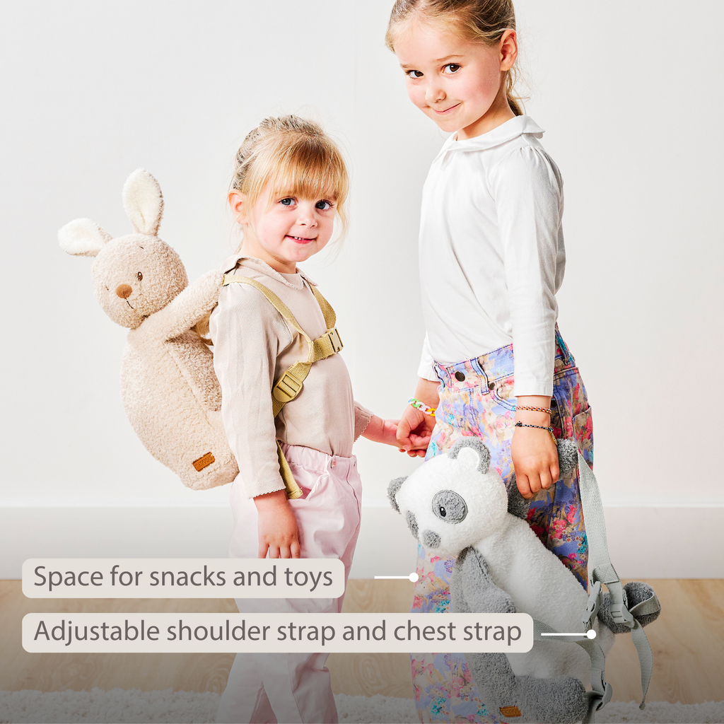 TEDDY Plush Backpack – 30 cm – Toddler School Bag – Soft Panda Backpack – Grey & White [EN]