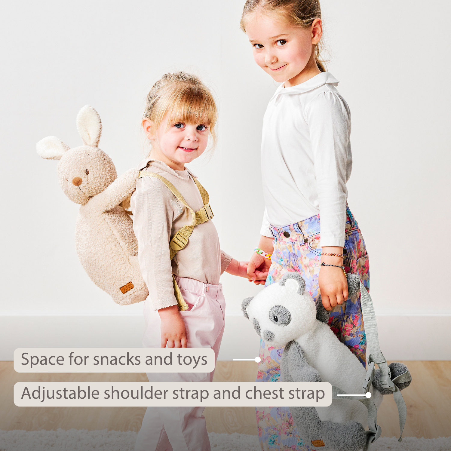 TEDDY Plush Backpack – 30 cm – Toddler School Bag – Soft Panda Backpack – Grey & White [EN]
