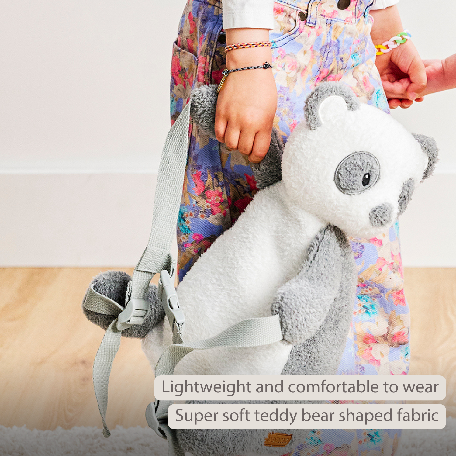 TEDDY Plush Backpack – 30 cm – Toddler School Bag – Soft Panda Backpack – Grey & White [EN]