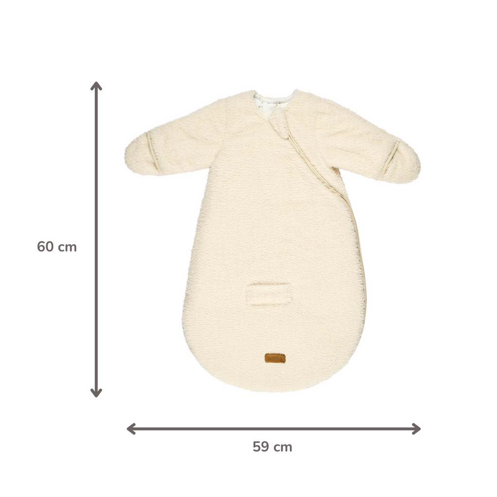 TEDDY Sleeping Bag Teddy Ecru 60 cm – With Sleeves and Mittens – TOG 2.5 – Soft Baby Sleeping Bag [FR]