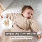 TEDDY Sleeping Bag Teddy Beige 70 cm – Detachable Sleeves – TOG 2.5 – Soft Baby Sleeping Bag [DE]