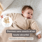 TEDDY Sleeping Bag Teddy Beige 70 cm – Detachable Sleeves – TOG 2.5 – Soft Baby Sleeping Bag [FR]