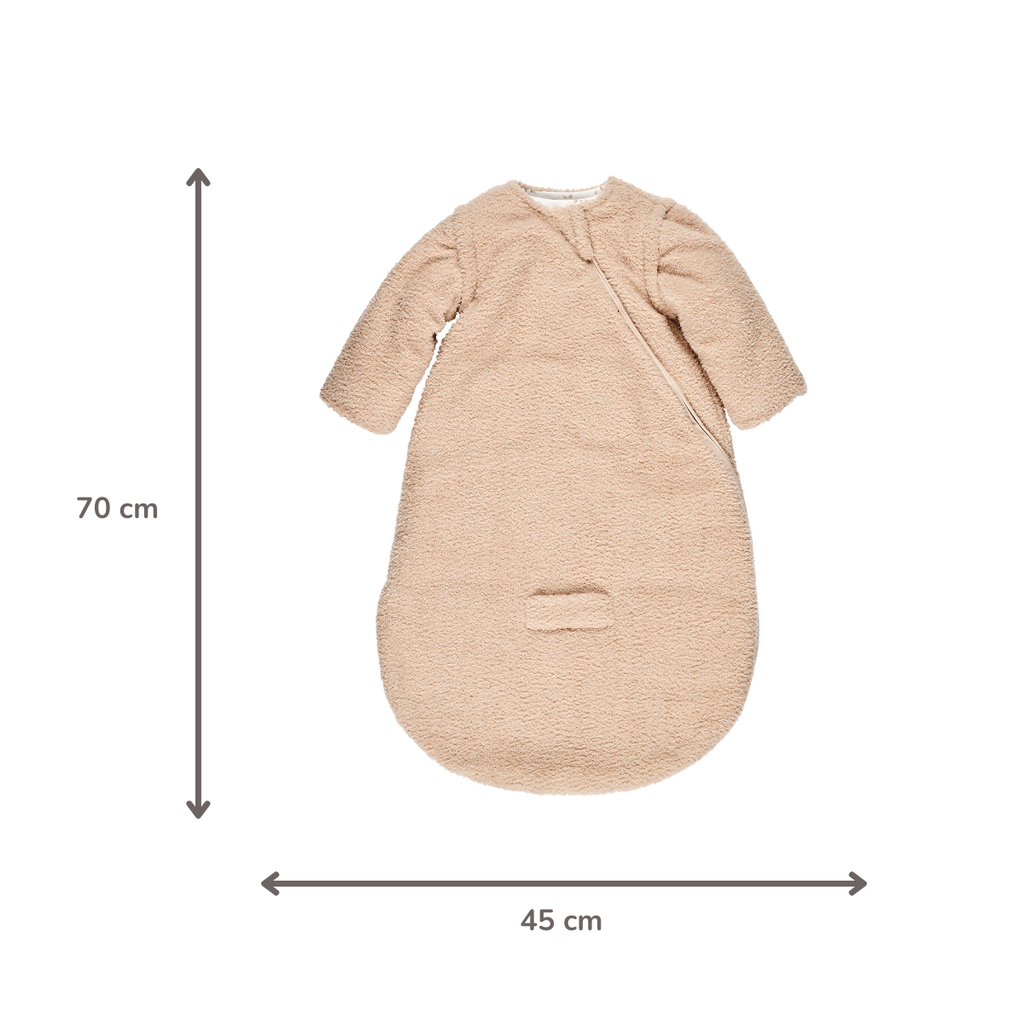 TEDDY Sleeping Bag Teddy Beige 70 cm – Detachable Sleeves – TOG 2.5 – Soft Baby Sleeping Bag [NL]