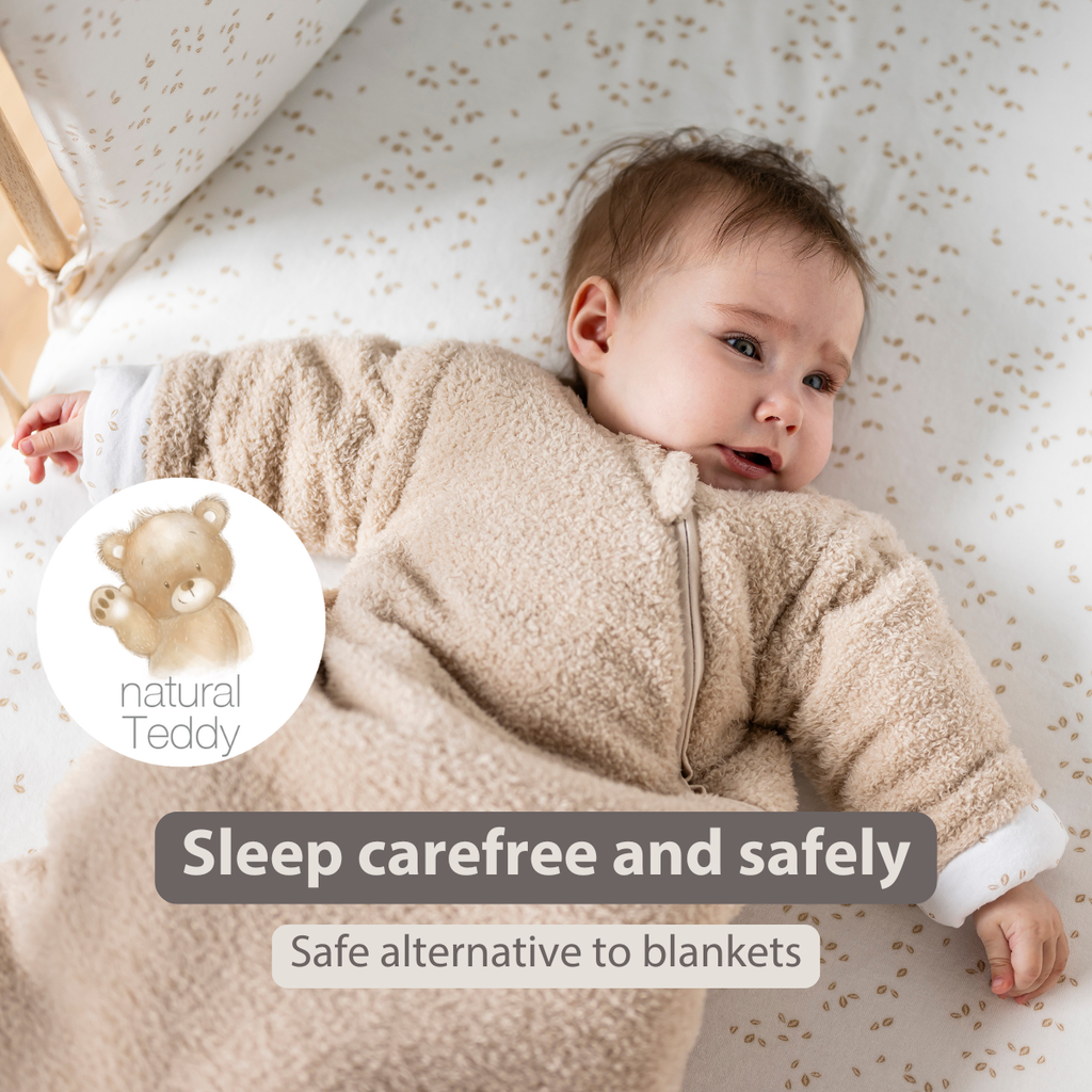 TEDDY Sleeping Bag Teddy Beige 70 cm – Detachable Sleeves – TOG 2.5 – Soft Baby Sleeping Bag [EN]