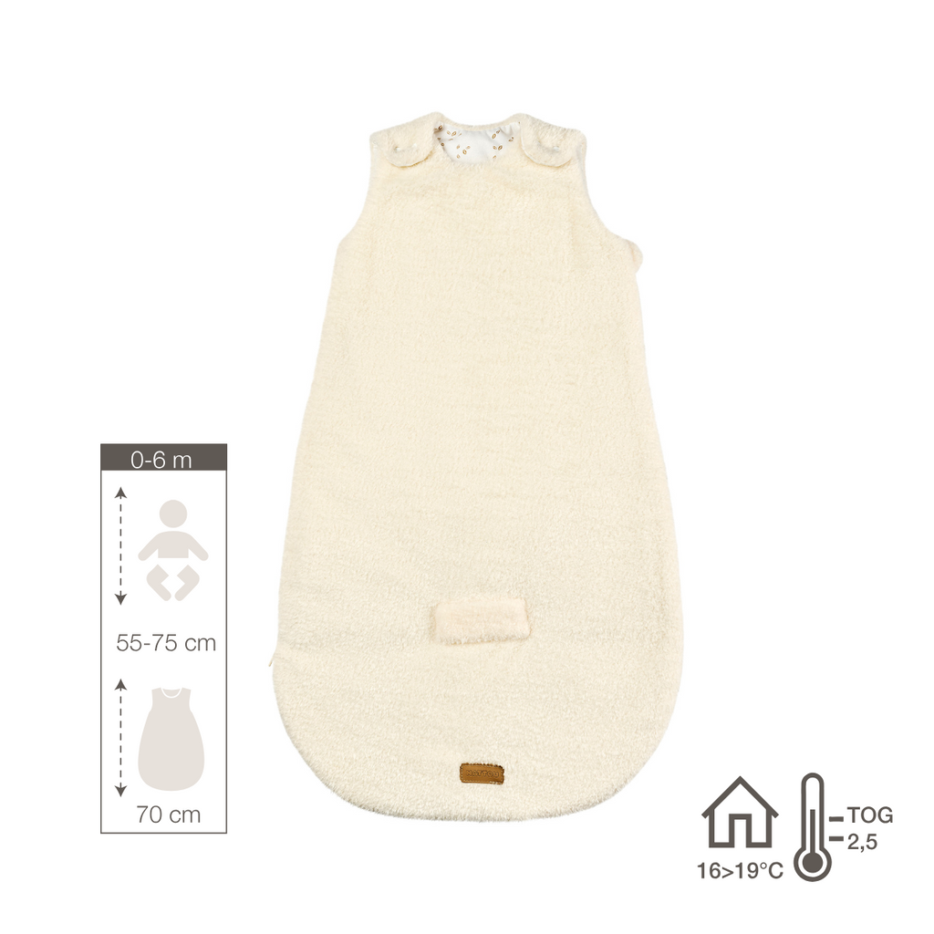 TEDDY Sleeping Bag Teddy Beige 70 cm – Detachable Sleeves – TOG 2.5 – Soft Baby Sleeping Bag [EN]