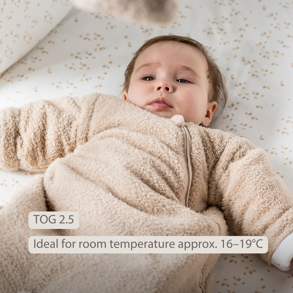 TEDDY Sleeping Bag Teddy Beige 70 cm – Detachable Sleeves – TOG 2.5 – Soft Baby Sleeping Bag [EN]