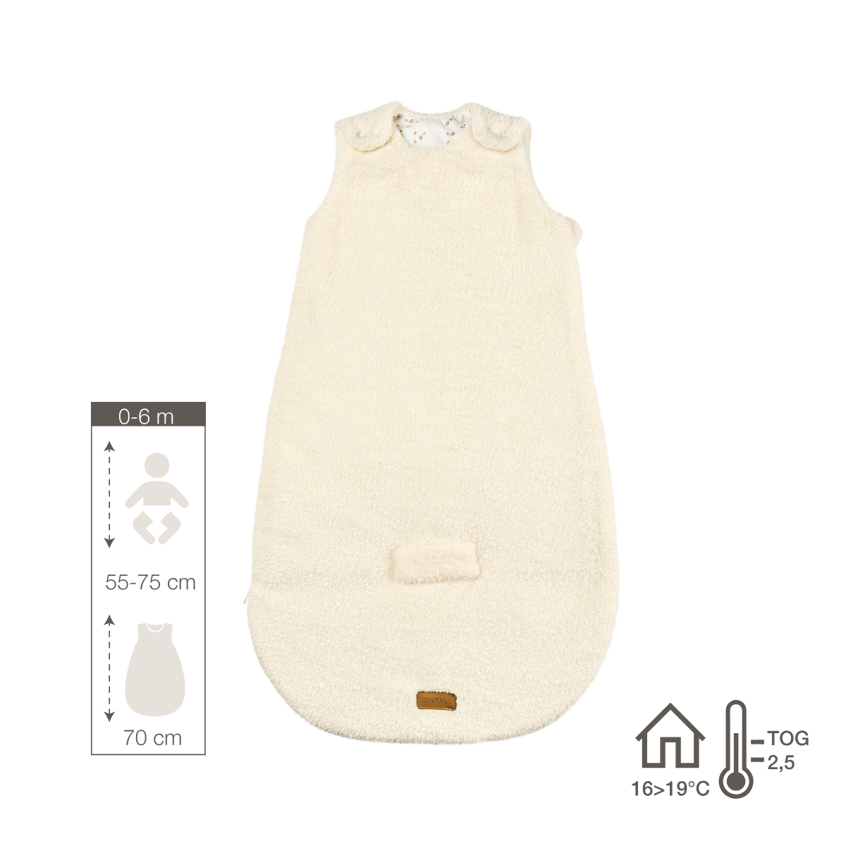 TEDDY Schlafsack Teddy Ecru 70 cm – TOG 2,5 – Weicher Babyschlafsack –