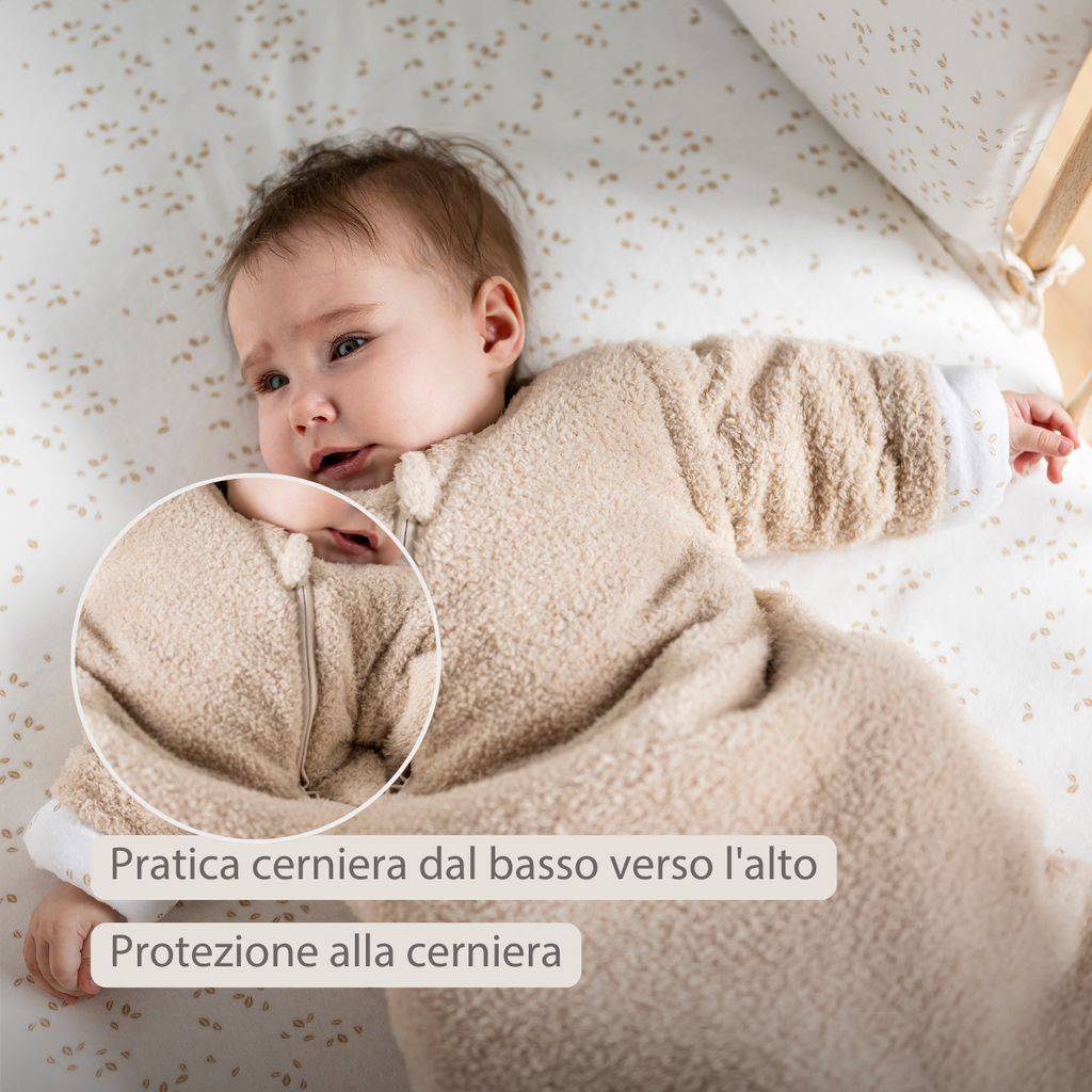 TEDDY Sleeping Bag Teddy Ecru 70 cm – TOG 2.5 – Soft Baby Sleeping Bag – Breathable & Safe Sleep [IT]