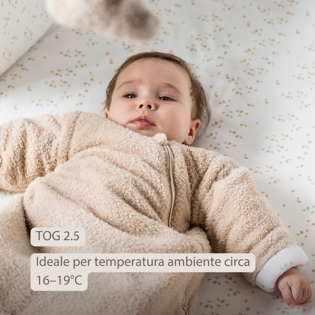 TEDDY Sleeping Bag Teddy Ecru 70 cm – TOG 2.5 – Soft Baby Sleeping Bag – Breathable & Safe Sleep [IT]