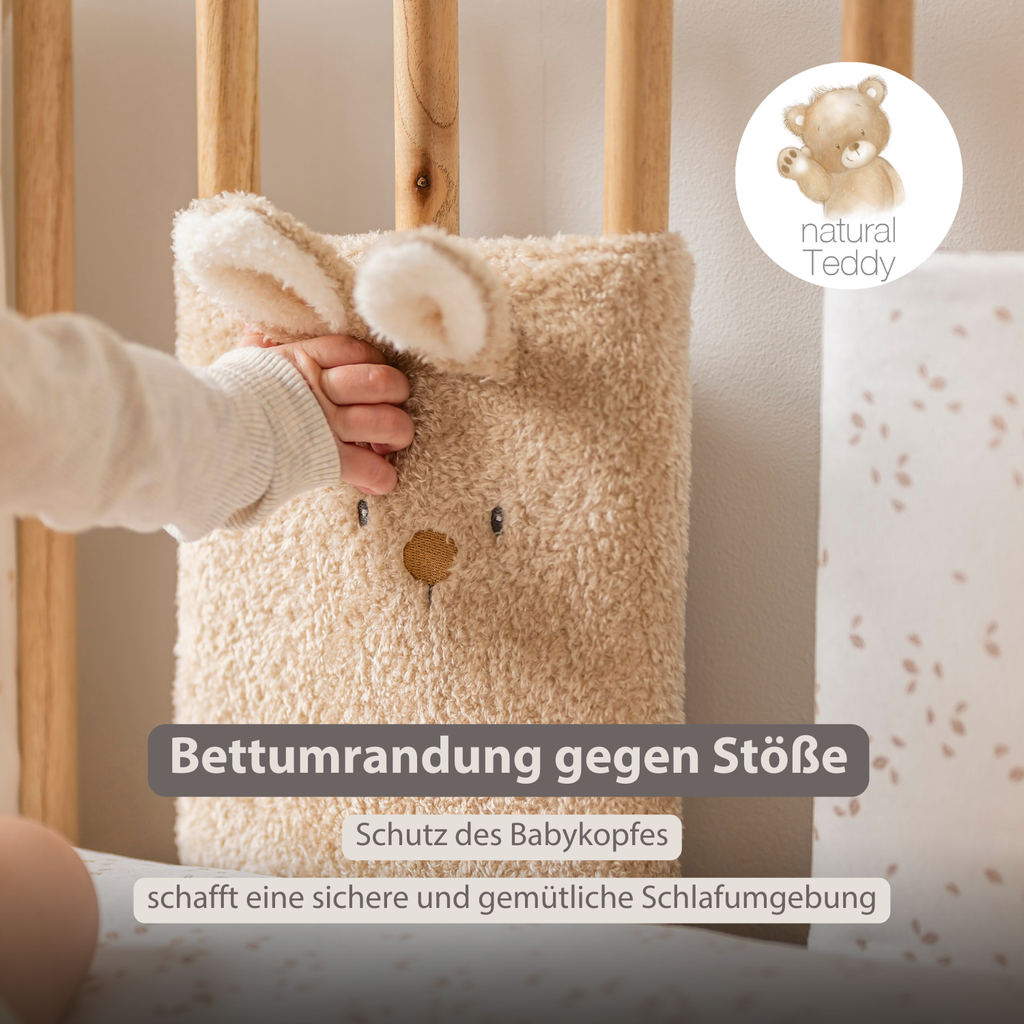 TEDDY Bed Protector Set of 6 Pieces – Cot Rail Protectors – Soft Baby Bed Safety [DE]
