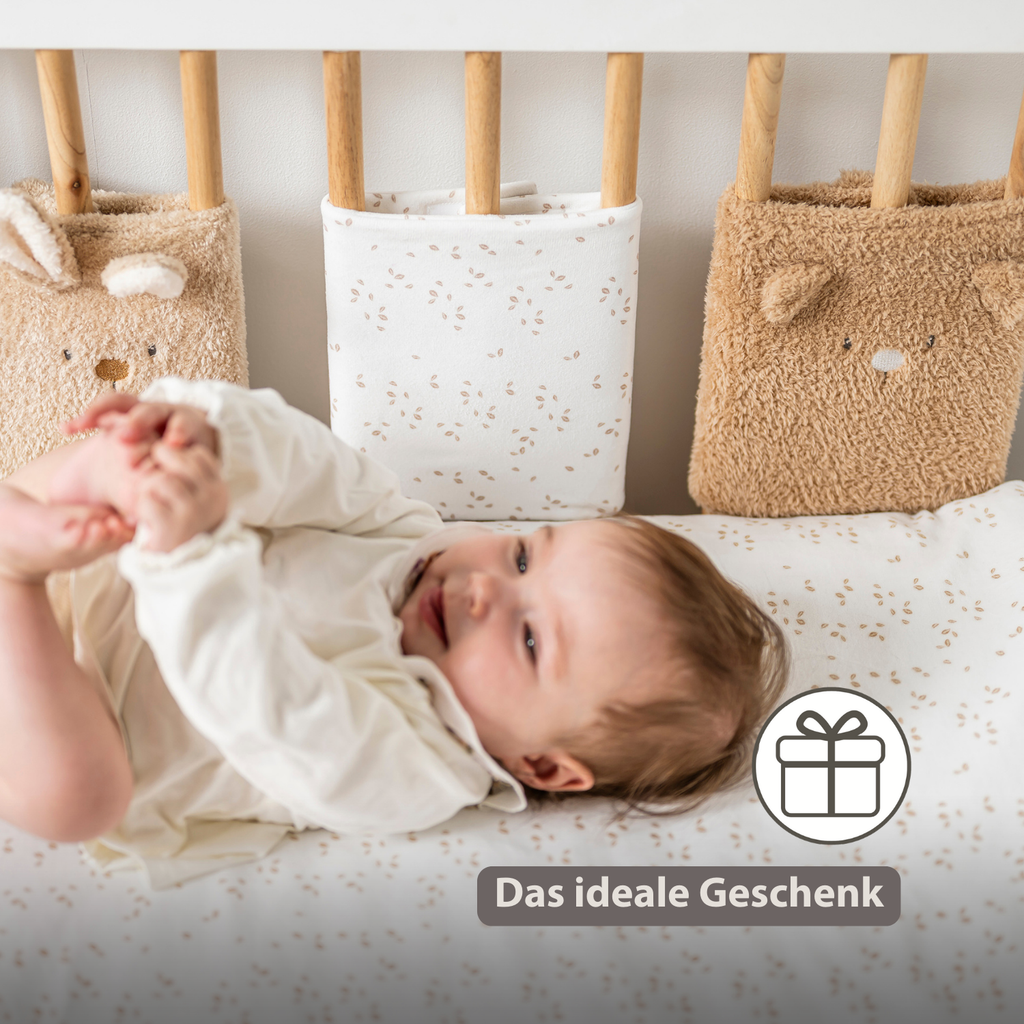 TEDDY Bed Protector Set of 6 Pieces – Cot Rail Protectors – Soft Baby Bed Safety [DE]