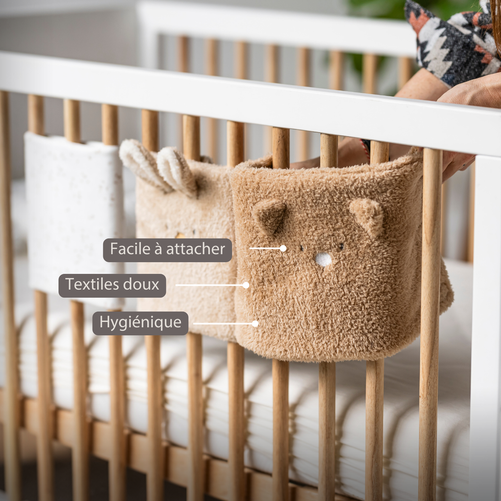 TEDDY Bed Protector Set of 6 Pieces – Cot Rail Protectors – Soft Baby Bed Safety [FR]