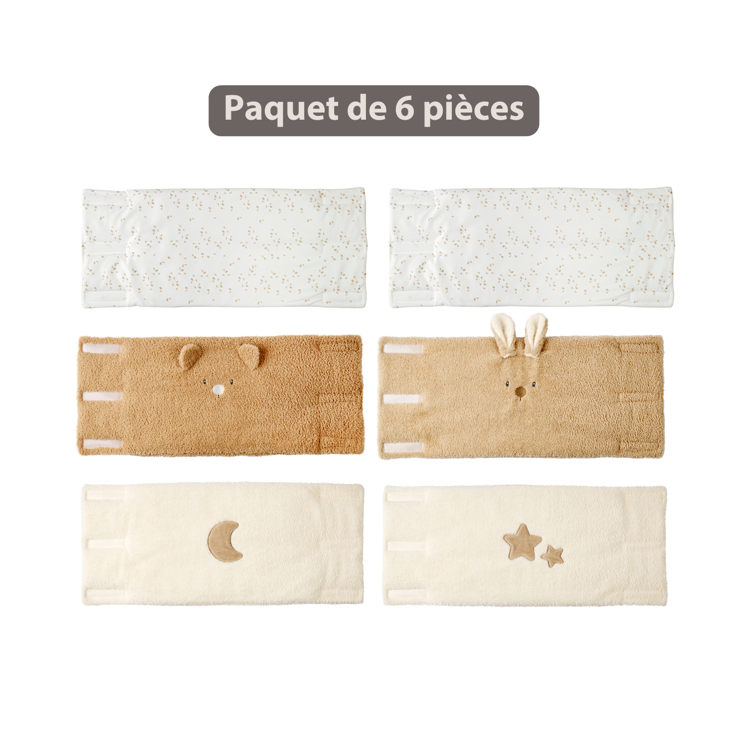 TEDDY Bed Protector Set of 6 Pieces – Cot Rail Protectors – Soft Baby Bed Safety [FR]