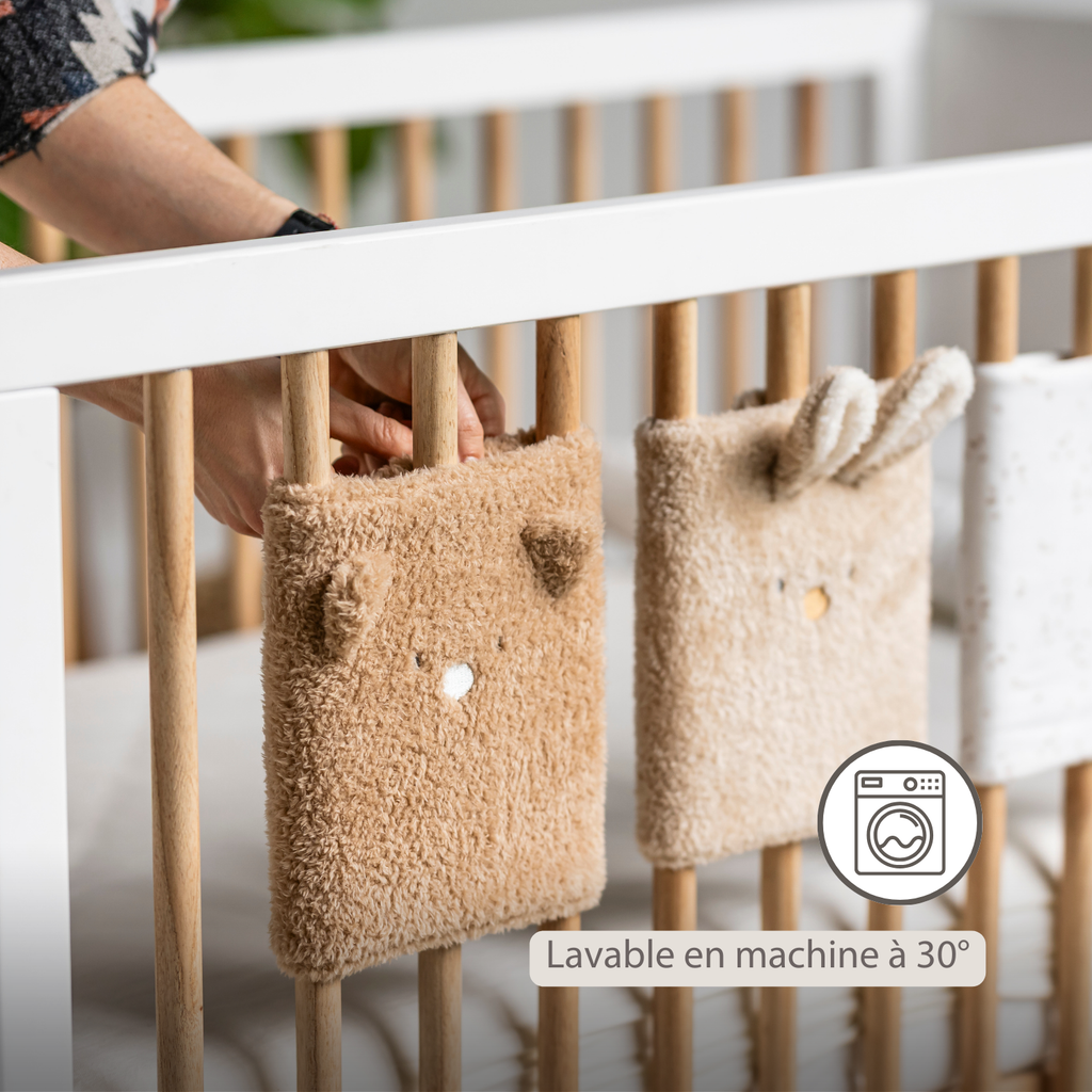 TEDDY Bed Protector Set of 6 Pieces – Cot Rail Protectors – Soft Baby Bed Safety [FR]