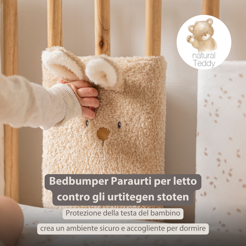 TEDDY Bed Protector Set of 6 Pieces – Cot Rail Protectors – Soft Baby Bed Safety [IT]