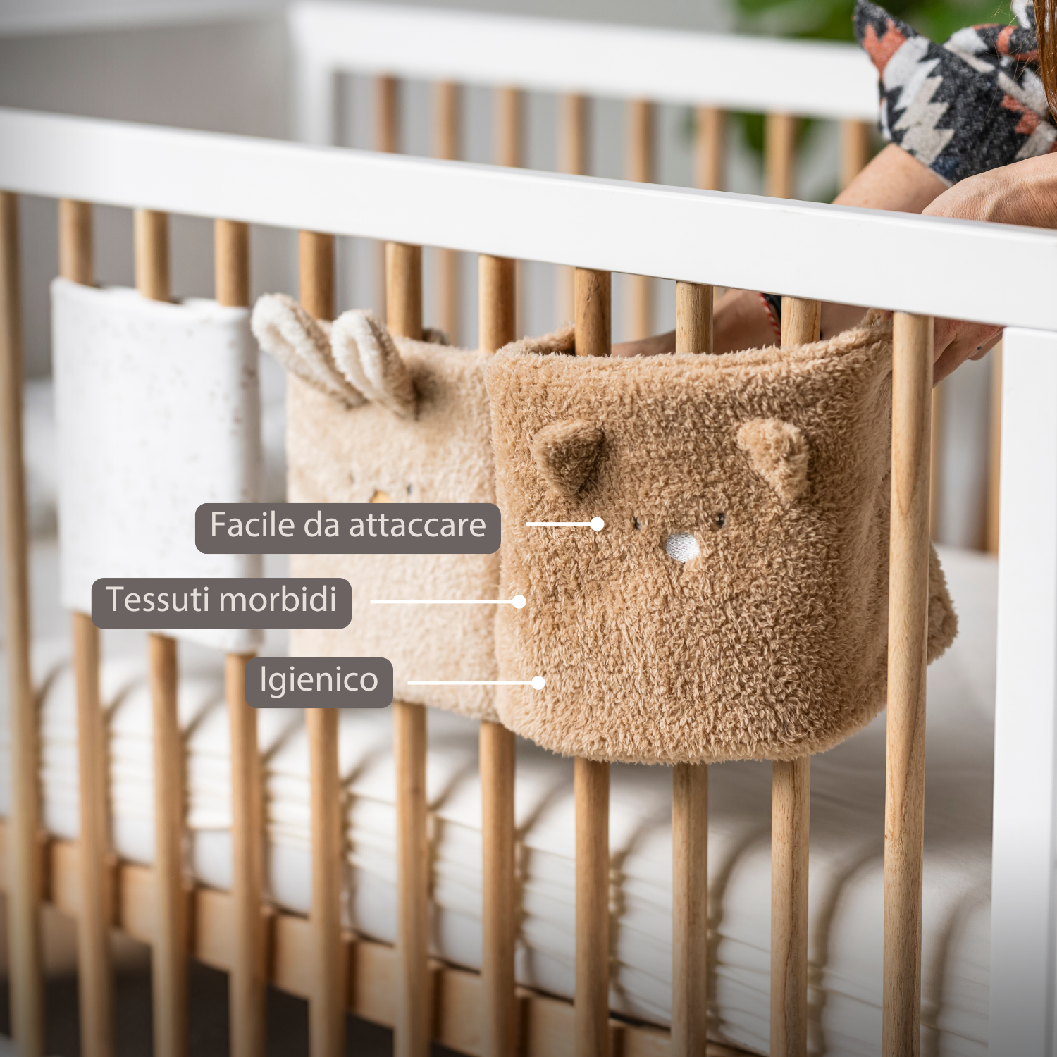 TEDDY Bed Protector Set of 6 Pieces – Cot Rail Protectors – Soft Baby Bed Safety [IT]