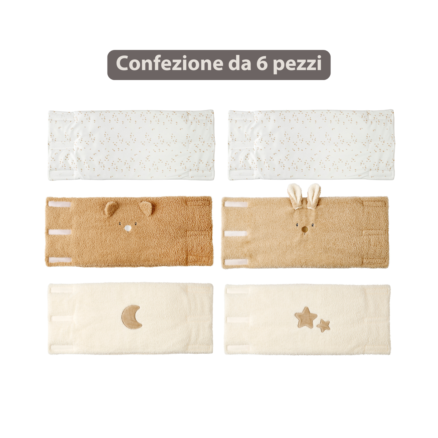 TEDDY Bed Protector Set of 6 Pieces – Cot Rail Protectors – Soft Baby Bed Safety [IT]