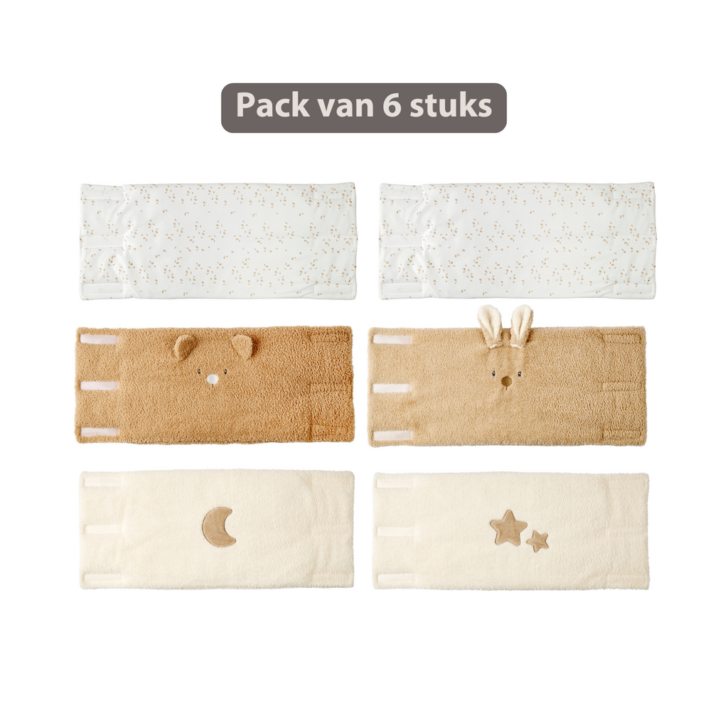 TEDDY Bed Protector Set of 6 Pieces – Cot Rail Protectors – Soft Baby Bed Safety [NL]