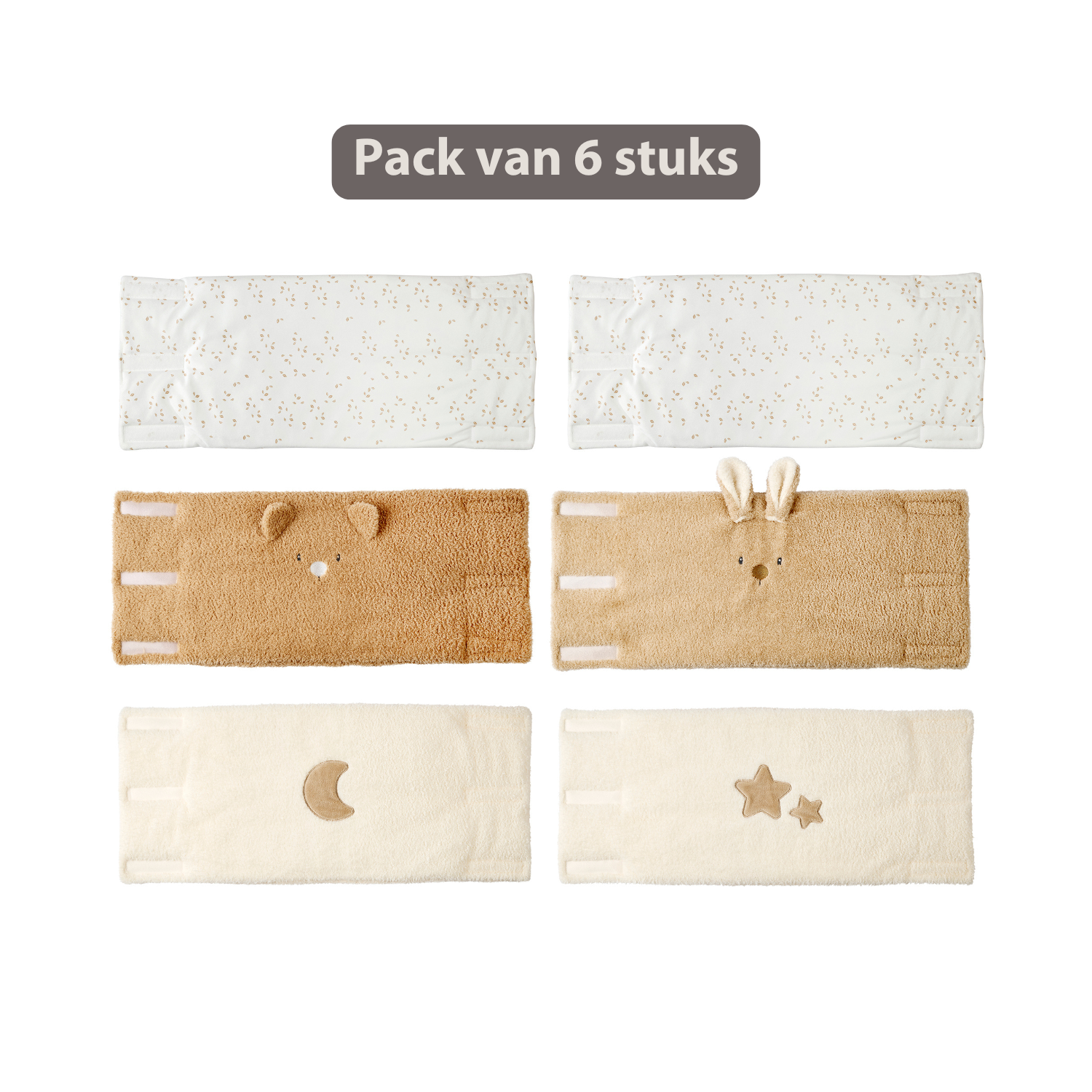 TEDDY Bed Protector Set of 6 Pieces – Cot Rail Protectors – Soft Baby Bed Safety [NL]