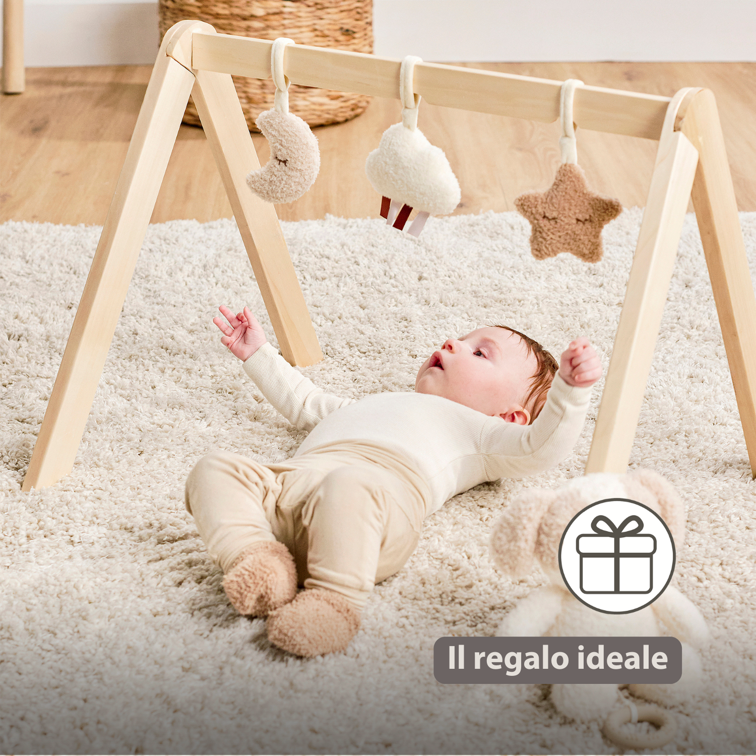 TEDDY Wooden Play Arch Baby – 60 x 48 cm – Baby Activity Play Gym [IT]