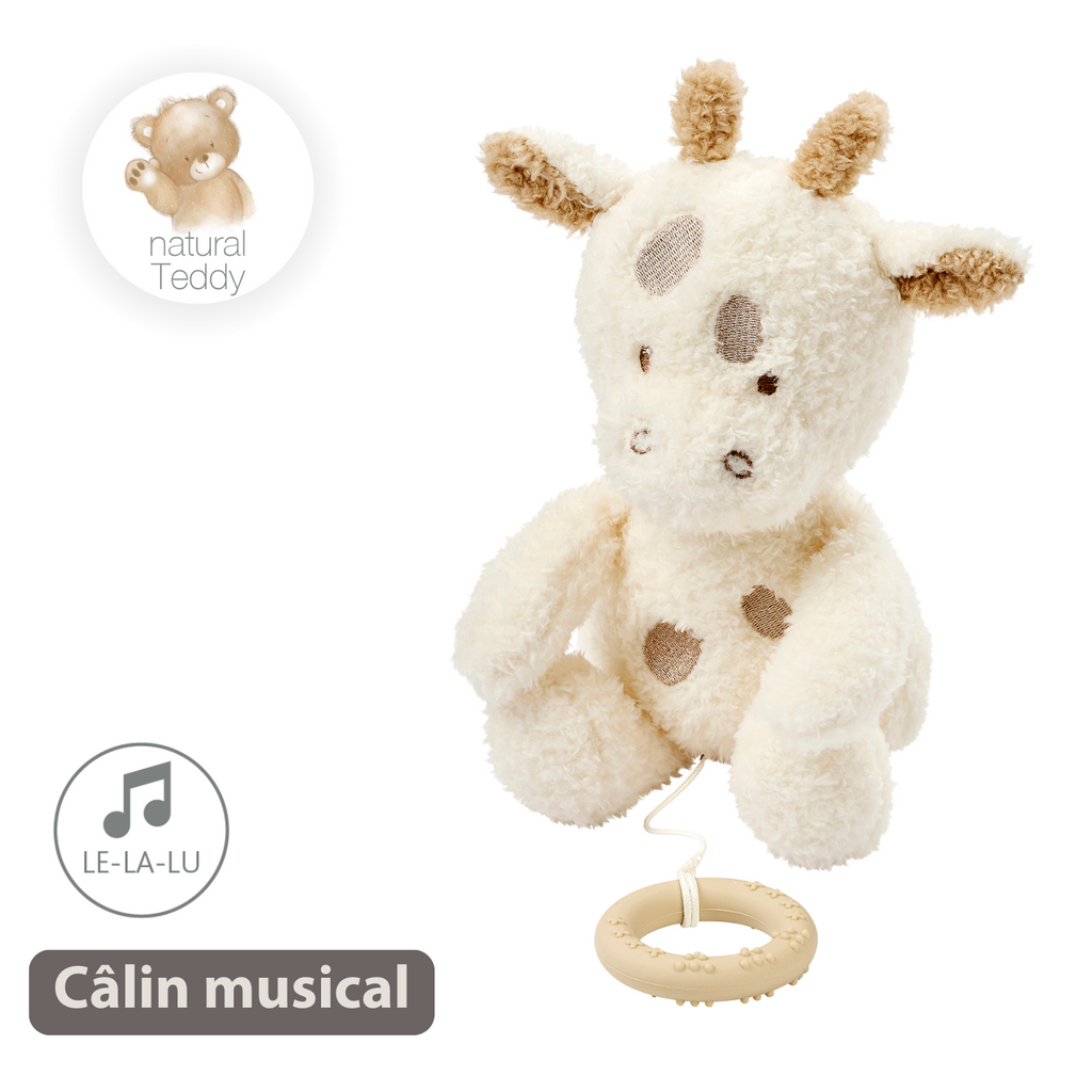 TEDDY Music Plush Giraffe – 32 cm – Soft Plush Toy with Music – Off-White [FR]